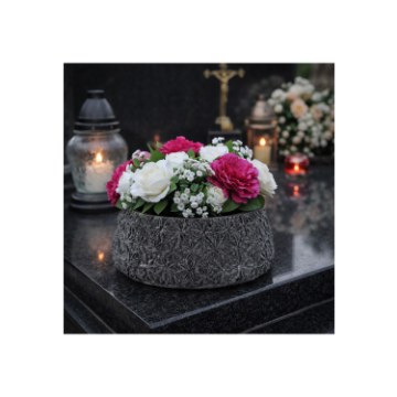 Chomik Цементный Горшок — Тёмно-Серый 25 x 25 x 11 См, DED3004 - Home Club
