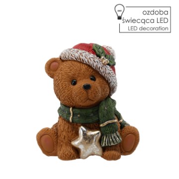 Chomik Фигурка Рождественская - Мишка С Звездочкой 28,5 X 22 X 30 См Led, GOT1049 - Home Club