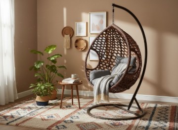 Chomik Подвесное кресло Malibu — коричневое, с серым подушкой и коричневой рамой, FAT0084 - Home Club