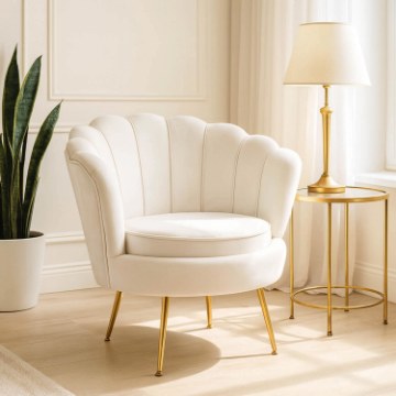 Mebel Elite Крісло Angel кремового кольору з велюру, ME.ANGEL/KR/V/FW - Home Club