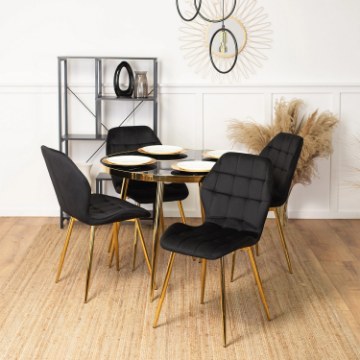 Mebel Elite Стул Lucky черного цвета с золотыми ножками, велюровый, ME.LUCKY/CZ/ZL/V/K - Home Club