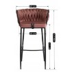 Mebel Elite Барный стул Flores, розовый, велюровый, ME.FLORES/R/CZ/V/H - Home Club, изображение 7
