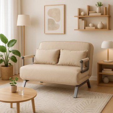 Mebel Elite Двухместное раскладное кресло Bart 2, бежевого цвета, ME.BART2/BZ/T/FW - Home Club