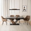 Mebel Elite Стол Rex 2, керамический, раскладной, 180–240 см, черный мрамор/орех, ME.REX2/CZ/O/CER/S180-240 - Home Club, изображение 4