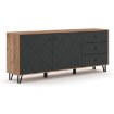 Mebel Elite Комод Bacardi 183 см, дуб Craft Tobacco/графит, W.BILBAO/BL6/DC/GRAF/KOM2D3S - Home Club, изображение 2