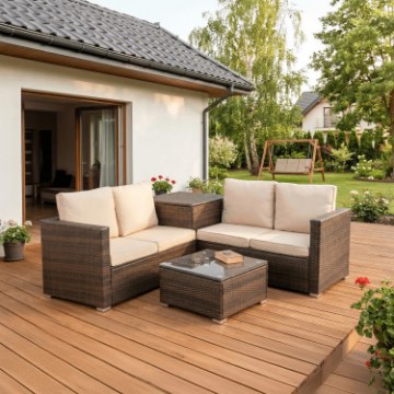 Mebel Elite Комплект садовой мебели Negro, коричневый/бежевый, ME.NEGRO/BR/RT/OGR/ZES - Home Club