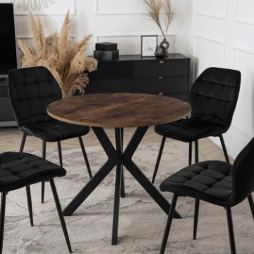 Mebel Elite Стол Lauren 80 см, дуб рустикальный/чёрный, ME.LAUREN/RU/CZ/S80 - Home Club