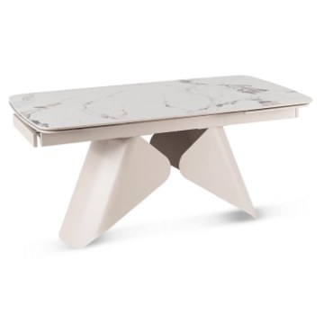 Mebel Elite Раздвижной керамический стол Verona 160–240 см, белый мрамор/кашмир, ME.VERONA/B/KASZ/CER/S160-220 - Home Club