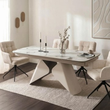 Mebel Elite Розкладний керамічний стіл Verona 160–240 см, білий мармур/кашемір, ME.VERONA/B/KASZ/CER/S160-220 - Home Club
