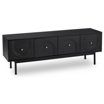 Mebel Elite Тв-тумба Marlen 155 см, черная, W.MAZOMA/CZ/N.CZ/U.ZL/RTV4D - Home Club