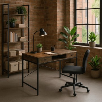 Mebel Elite Письменный стол Step 123 см, коричневый/чёрный, ME.STEP/BR/CZ/B - Home Club