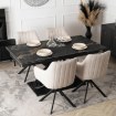 Mebel Elite Комплект: стол Ibiza 160–240 см, черный мрамор/черный, и 4 кресла Mumbai, кремовые, IBIZA/CZZL/CZ/S160-240/MUMBAI/KR/T/Z4/K - Home Club, изображение 2