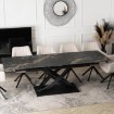 Mebel Elite Комплект: стол Ibiza 160–240 см, черный мрамор/черный, и 4 кресла Mumbai, кремовые, IBIZA/CZZL/CZ/S160-240/MUMBAI/KR/T/Z4/K - Home Club, изображение 3