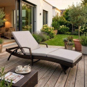 Mebel Elite Садовое кресло Feliz, коричнево-серого цвета, из техноротанга, ME.FELIZ/JP/T/OGR/LEZ - Home Club