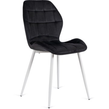 Mebel Elite Стілець Lucky чорний з білими ніжками, оббитий велюром, ME.LUCKY/CZ/B/V/K - Home Club