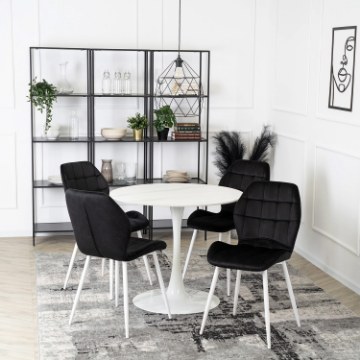Mebel Elite Стілець Lucky чорний з білими ніжками, оббитий велюром, ME.LUCKY/CZ/B/V/K - Home Club