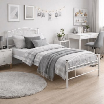 Mebel Elite Металеве ліжко Griffin 90x200, біле, ME.GRIFFIN/90/B/LOZ - Home Club