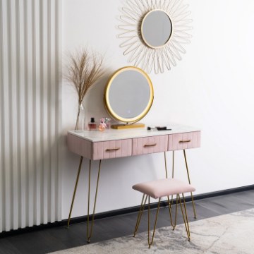 Mebel Elite Туалетный столик Sandy Розовый/Золотой, ME.SANDY/R/ZL/B - Home Club