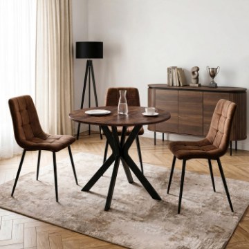 Mebel Elite Стол Lauren 90 см, орех/чёрный, ME.LAUREN/O/CZ/S90 - Home Club