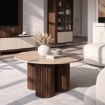 Mebel Elite Столик Cartagena 80 см, травертин/горіх, ME.CARTAGENA/TRAW/O/L - Home Club, зображення 2