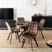 Mebel Elite Комплект: стіл Lukas 100–250 см, дуб рустикальний/чорний, та 4 стільці Rick, коричневі, LUKAS/DRU/CZ/S/RICK/BR/V/Z4/K - Home Club