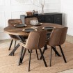 Mebel Elite Комплект: стіл Lukas 100–250 см, дуб рустикальний/чорний, та 4 стільці Rick, коричневі, LUKAS/DRU/CZ/S/RICK/BR/V/Z4/K - Home Club, зображення 3