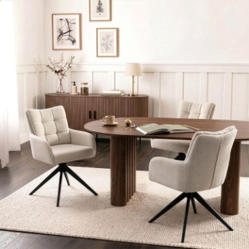 Mebel Elite Вращающееся кресло для гостиной July кремового цвета, ME.JULY/KR/T/K - Home Club