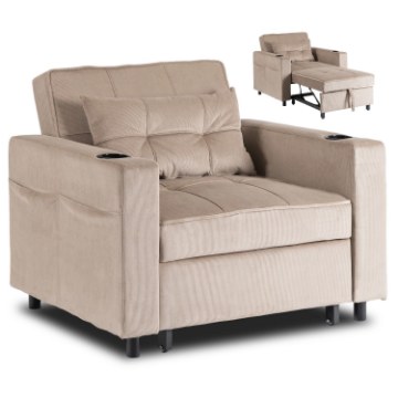 Mebel Elite Раскладной кресло Solor, бежевый, из вельвета, ME.SOLOR/BZ/CZ/SZTR/FW - Home Club