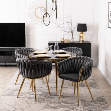Mebel Elite Стілець Capi сірий, плетений, велюровий, ME.CAPI/P/ZL/V/K - Home Club