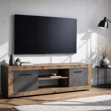 Mebel Elite Тв-тумба Blago 140 см, темный дуб/графит, W.LUNA/OSD/MA/RTV2D - Home Club