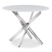 Mebel Elite Стол Soul со стеклянной столешницей, 100 см, белый мрамор/серебристый, ME.SOUL/BM/SR/S - Home Club