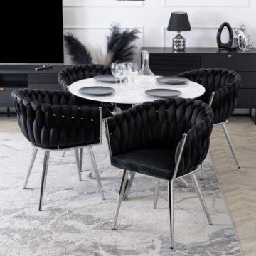 Mebel Elite Стол Soul со стеклянной столешницей, 100 см, белый мрамор/серебристый, ME.SOUL/BM/SR/S - Home Club