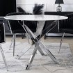 Mebel Elite Стол Soul со стеклянной столешницей, 100 см, белый мрамор/серебристый, ME.SOUL/BM/SR/S - Home Club, изображение 3