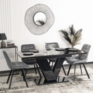 Mebel Elite Стіл Clark, розкладний, 120–160 см, чорний глянцевий, PM.DUBAJ/CZ/PL/S - Home Club