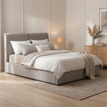 Mebel Elite Кровать 140x200 «Марсилия» с ящиком для вещей, серая, ME.MARSYLIA/140/P/T/LOZZPOJ - Home Club