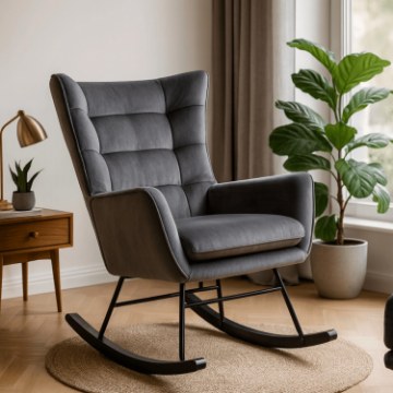Mebel Elite Кресло-качалка Jackson, серое велюровое, ME.JACKSON/P/V/FW - Home Club