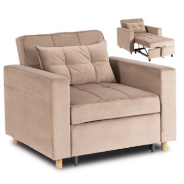 Mebel Elite Раскладной кресло Solor, бежевый велюр, ME.SOLOR2/BZ/V/FW - Home Club