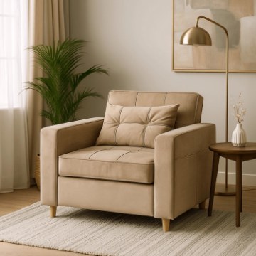 Mebel Elite Раскладной кресло Solor, бежевый велюр, ME.SOLOR2/BZ/V/FW - Home Club