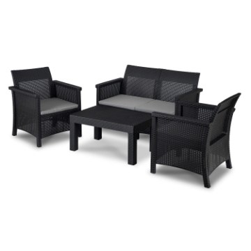 Mebel Elite Комплект садових меблів Brenta, чорний/сірий, ME.BRENTA/CZ/RT/OGR/ZES - Home Club