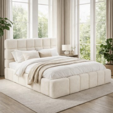 Mebel Elite Кровать 160x200 Murcja с ящиком для хранения, кремового цвета, из ткани букле, ME.MURCJA/160/KR/TB/LOZZPOJ - Home Club