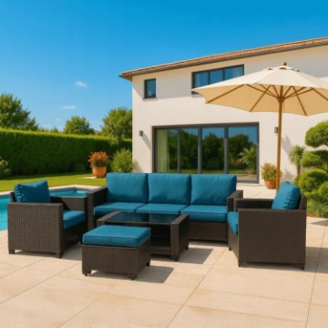 Mebel Elite Комплект садовой мебели Olympia, серый/темно-синий, ME.OLYMPIA/CBR/RT/OGR/ZES - Home Club
