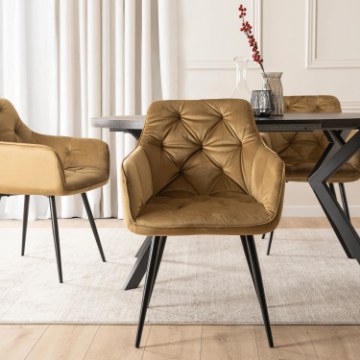 Mebel Elite Стілець Modesto, гірчичного кольору, велюровий, ME.MODESTO/BR/CZ/V/K - Home Club