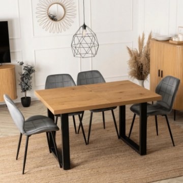 Mebel Elite Стол Tomas, раскладной, 130–230 см, дуб «Золотой»/чёрный, ME.TOMAS/DZ/S - Home Club