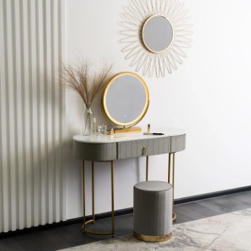 Mebel Elite Туалетный столик Ashley, серый/золотой, ME.ASHLEY/P/ZL/B - Home Club