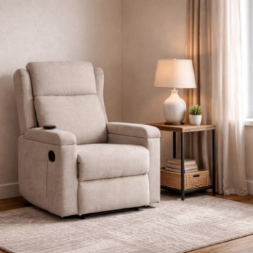 Mebel Elite Раскладной массажный кресло Sebastian, бежевый, ткань, ME.SEBASTIAN/BZ/T/FW - Home Club