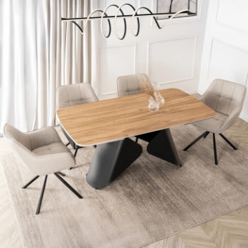 Mebel Elite Стол Verona, керамический, раскладной, 160–240 см, дуб/чёрный, ME.VERONA/D/CZ/CER/S160-220 - Home Club