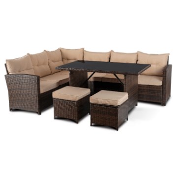 Mebel Elite Комплект садових меблів Dallas, коричневий/бежевий, ME.DALLAS/BR/RT/OGR/ZES - Home Club