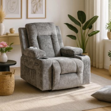 Mebel Elite Раскладной массажный кресло Box, серый велюр, ME.BOX/P/V/FW - Home Club