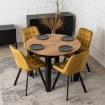 Mebel Elite Комплект: стіл Harry 102–142 см, дуб Craft/чорний, та 4 стільці Rick, гірчичний, W.HARRY/DC/CZ/S/RICK/CU/V/Z4/K - Home Club, зображення 2