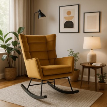 Mebel Elite Кресло-качалка Jackson, горчичного цвета, велюровое, ME.JACKSON/CU/V/FW - Home Club